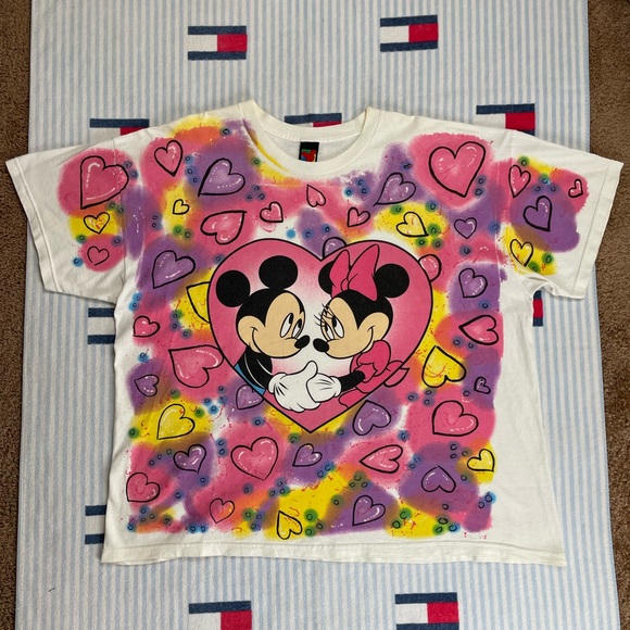 Vintage Disney Mickey & Minnie Mouse Hearts Love short sleeve tee shirt - Picture 3 of 16